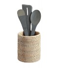 Pot utensil, cylindrical, Solo - rattan white brushed