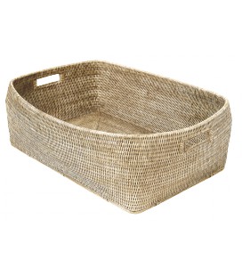 Laundry basket Margaux - rattan white brushed
