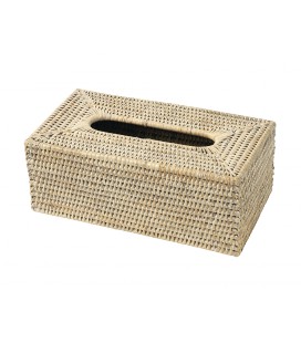 Handkerchief box rectangular Tulle - rattan white brushed