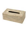 Handkerchief box rectangular Tulle - rattan white brushed