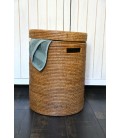 Laundry basket cylindrical Fabien - rattan honey