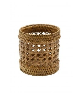 Lighty - Tea light holder honey rattan - with an inner glass