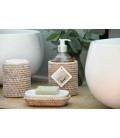 Dispenser soap rattan white brushed and white porcelain Mahé