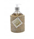 Dispenser soap rattan white brushed and white porcelain Mahé