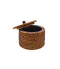 Boîte ronde en rotin naturel coloris miel - modèle Lolita