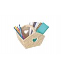 Small basket heart Kylian - rattan white brushed