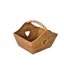 Small basket heart large model Kylian - rattan honey