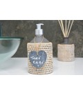 Dispenser soap rattan white brushed and white porcelain Mahé