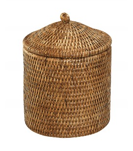 Pot à coton et couvercle Catimini en rotin naturel