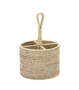 Range-utensils round-Coralie - rattan white brushed