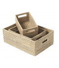 Set of 3 baskets Thibault - rattan white brushed