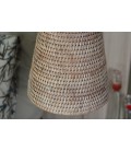 Lampe potence en métal Asyma abat jour rotin blanc cérusé