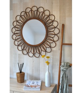 Miroir Stripe 35cm - coloris miel - rotin naturel Pagan