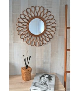 Miroir Stripe 35cm - coloris miel - rotin naturel Pagan