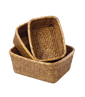 Set of 3 baskets of bread Roxane - rattan honey