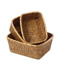 Set of 3 baskets of bread Roxane - rattan honey