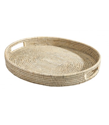 Oval platter Ovalia - rattan white brushed