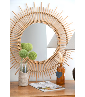 Miroir en rotin naturel - Stripe 80cm