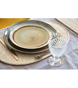 Set of oval table Navy - rattan brushed white