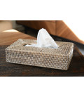Handkerchief box rectangular Célia - rattan white brushed
