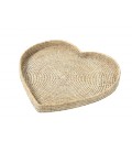 Plateau heart Valentine - rattan colour white brushed