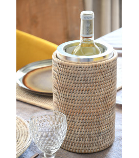 Cooler for bottle Gaven - rattan white brushed