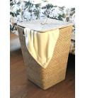 Laundry basket square Sam, lined interior - rattan white brushed