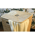 Laundry basket square Sam, lined interior - rattan white brushed