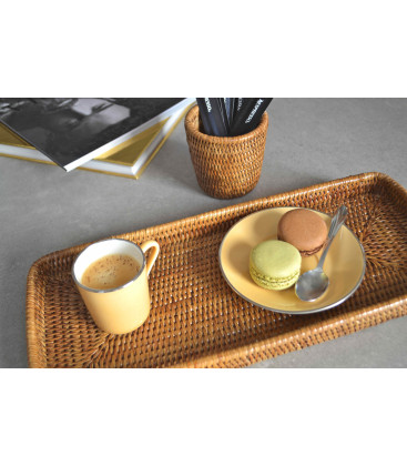 Small rectangular Yann - rattan honey