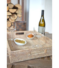 Plateau rectangulaire 42x32cm Alice rotin blanc cérusé