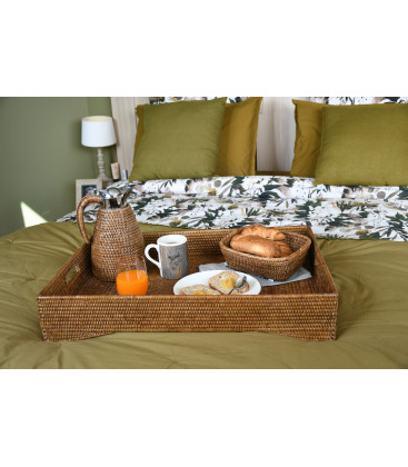 Large rectangular plate Leonie - rattan honey