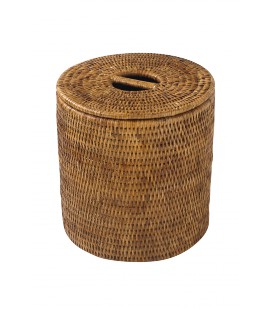 Trash can bathroom with lid Lady - rattan honey