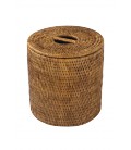 Trash can bathroom with lid Lady - rattan honey