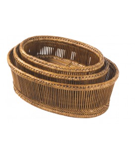 Set of 3 baskets Muguette - rattan honey