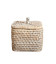 Boîte coton carrée Suky custom en rotin naturel blanc cérusé
