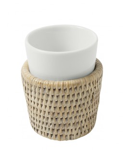 Glass bathroom Noré - rattan white brushed and porcelain