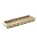 Petit plateau rectangulaire Bagatelle - rotin blanc cérusé