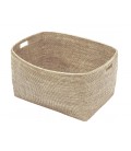 Trash can with handles, Carl - rattan white brushed