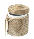 Ice bucket & tongs Gabriel - rattan white brushed