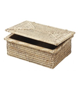 Rectangular box Sweets - rattan colour white brushed