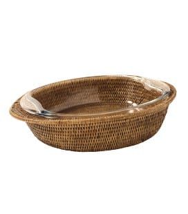 Gratin dish oval Maiwenn - Pyrex glass and rattan honey