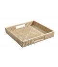 Square tray Phileas with handles - rattan-white brushed