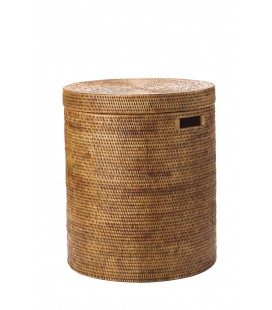 Laundry basket cylindrical Fabien - rattan honey