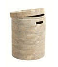 Laundry basket the cylindrical Family - rattan white brushed