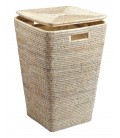 Laundry basket square Square, lined interior - rattan white brushed
