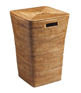 Laundry basket square Square, lined interior - rattan honey