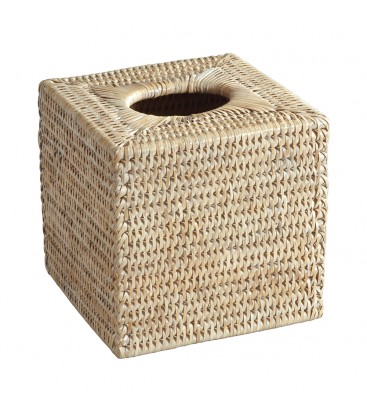 Handkerchief box square Felicie - rattan white brushed