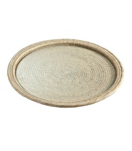 Tea cheese - rattan white brushed and glass