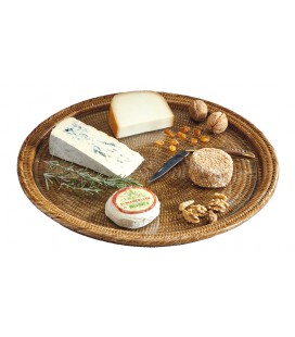 Plateau à fromages - rotin miel et verre