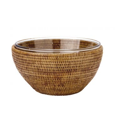 Salad bowl Lunch - Pyrex glass and rattan honey